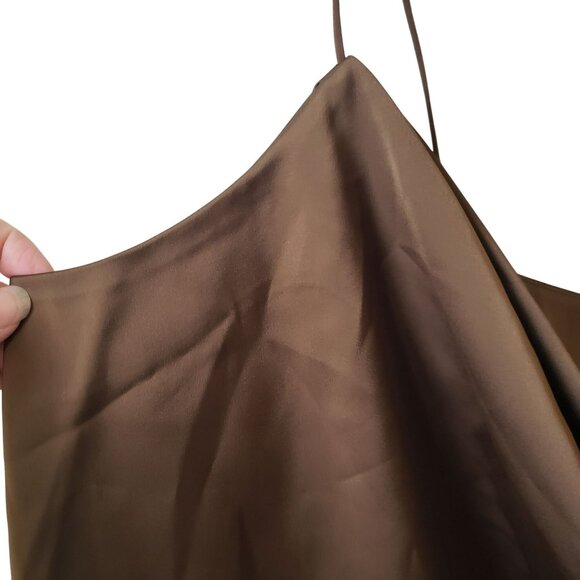 NEW Good American Satin Cowl Neck Cami Tank Top Light Mocha Brown 7 US 4XL - Picture 8 of 11